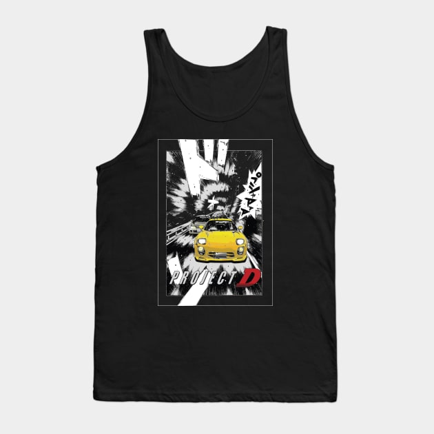 Initial D FD RX7 fifth stage Drifting - Keisuke Takahashi vs Smiley Saka project d Tank Top by cowtown_cowboy